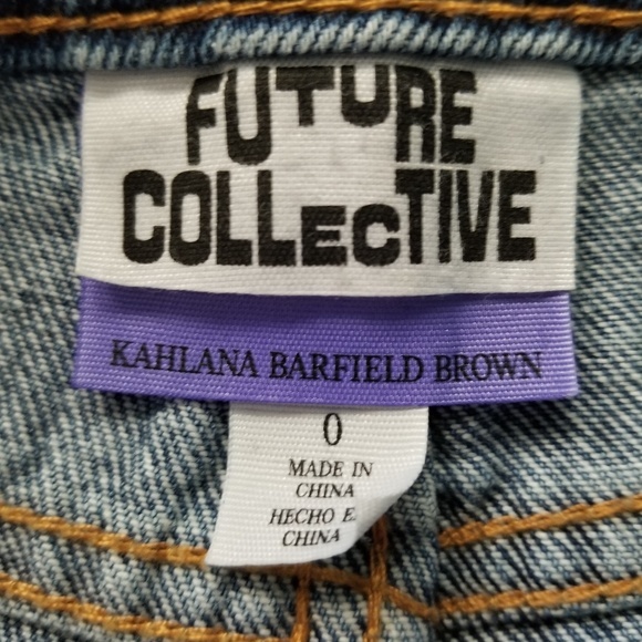 Future Collective Women's Kahlana Barfield Brown Boyfriend Jeans Sz. 0 - Picture 6 of 8